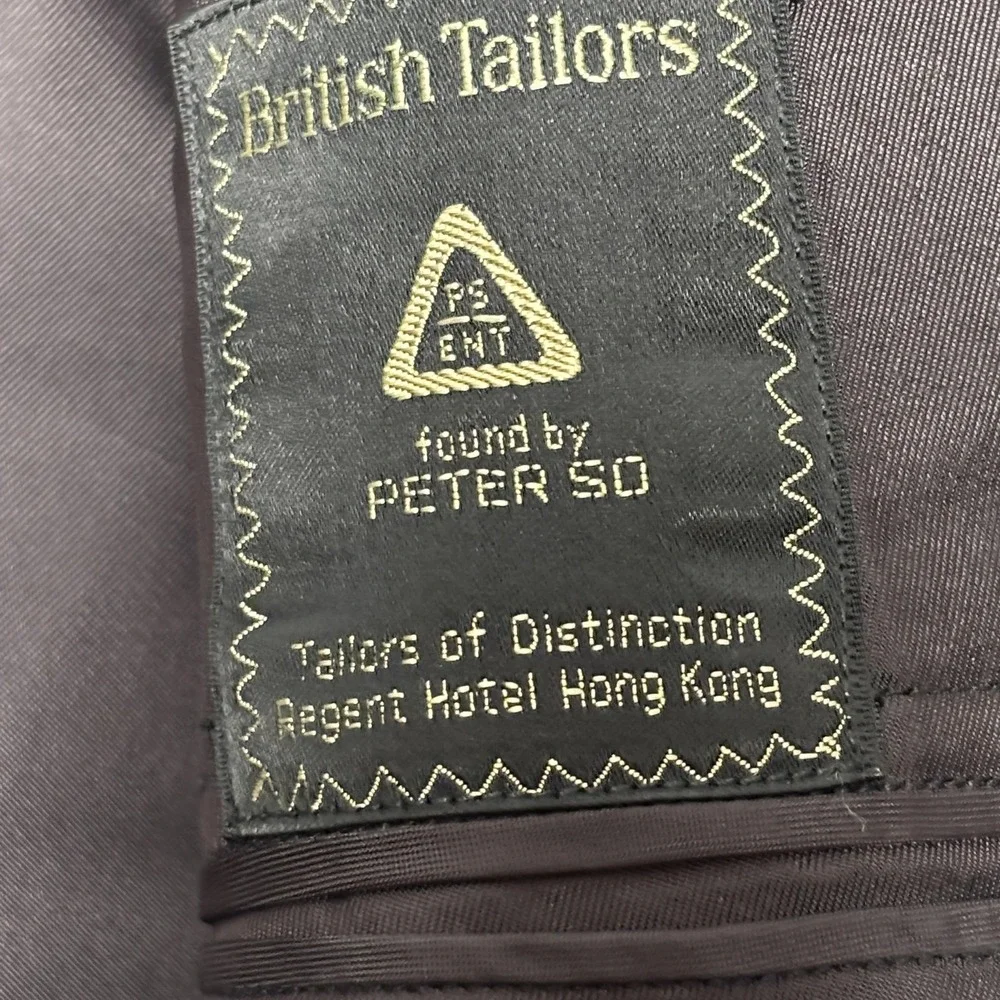 British Tailors Suit Mens 44R 33x34 Gray Check Wool Dormeuil 100 Made In England